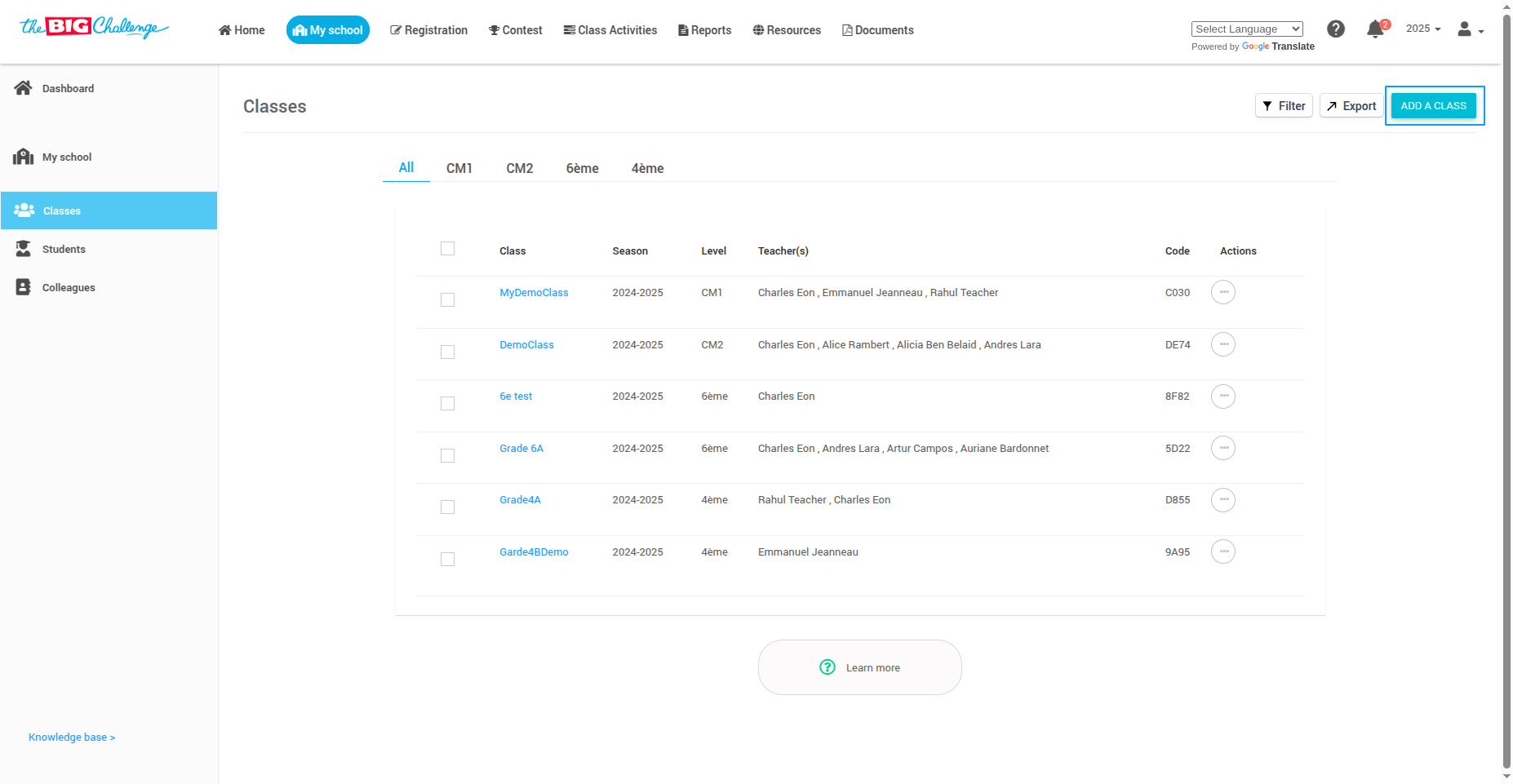 Go to Classes and click Add Class 