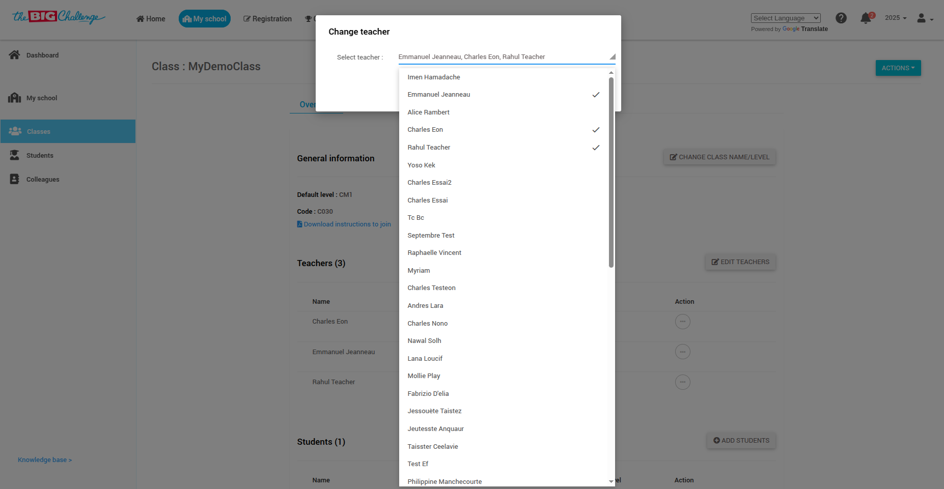 Add the teachers you want to collaborate with 