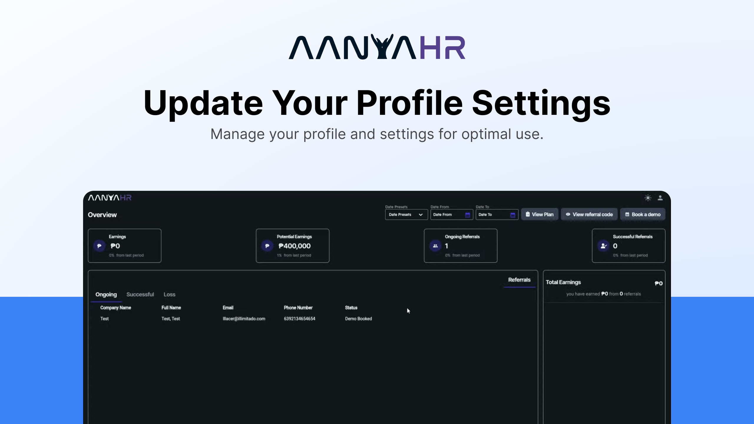 Update Your Profile Settings