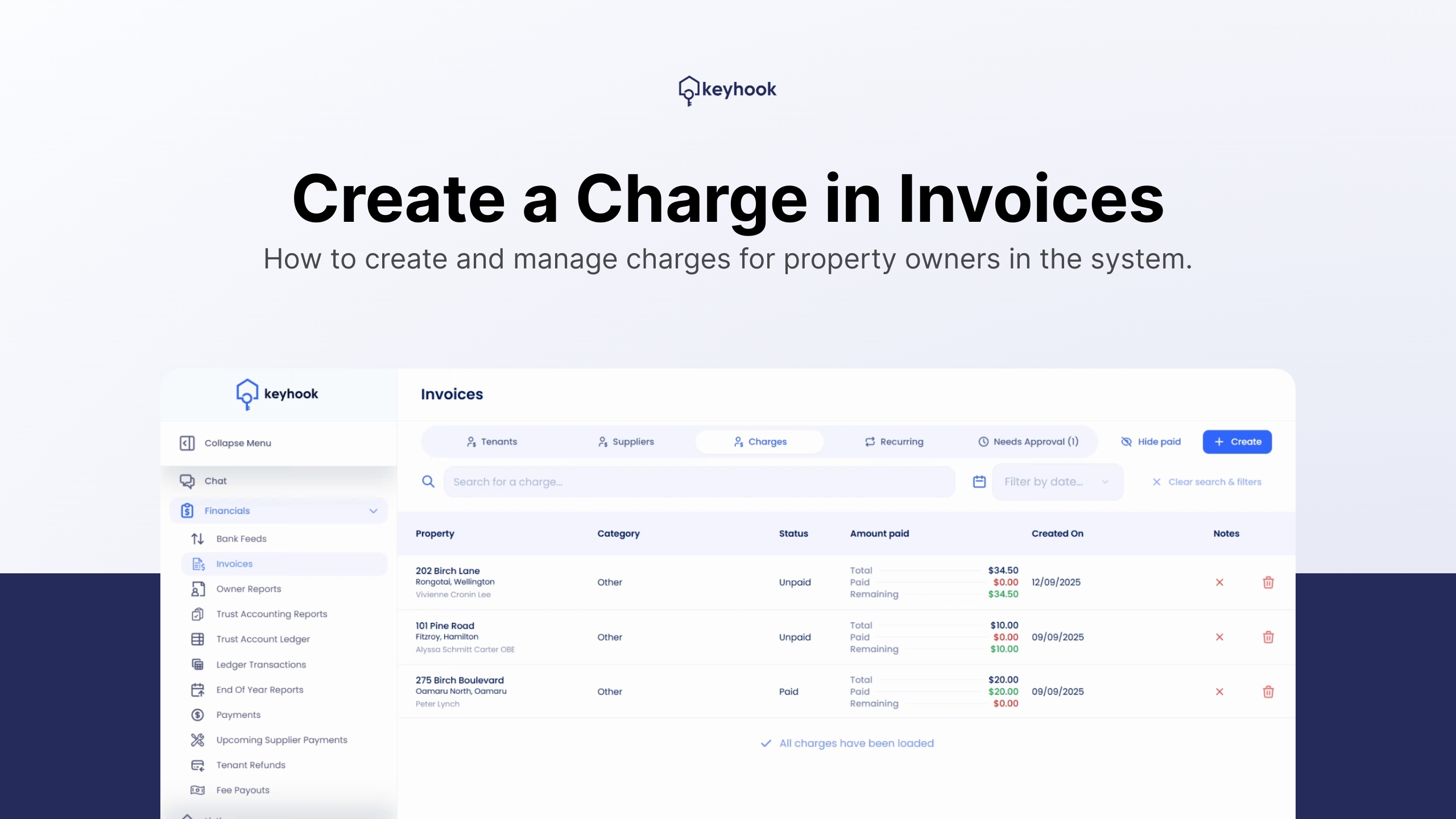 Create a Charge in Invoices