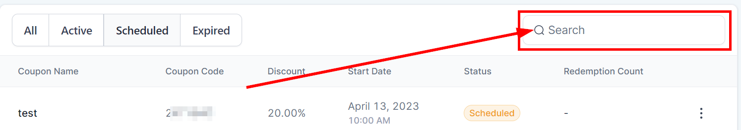 Coupon search bar