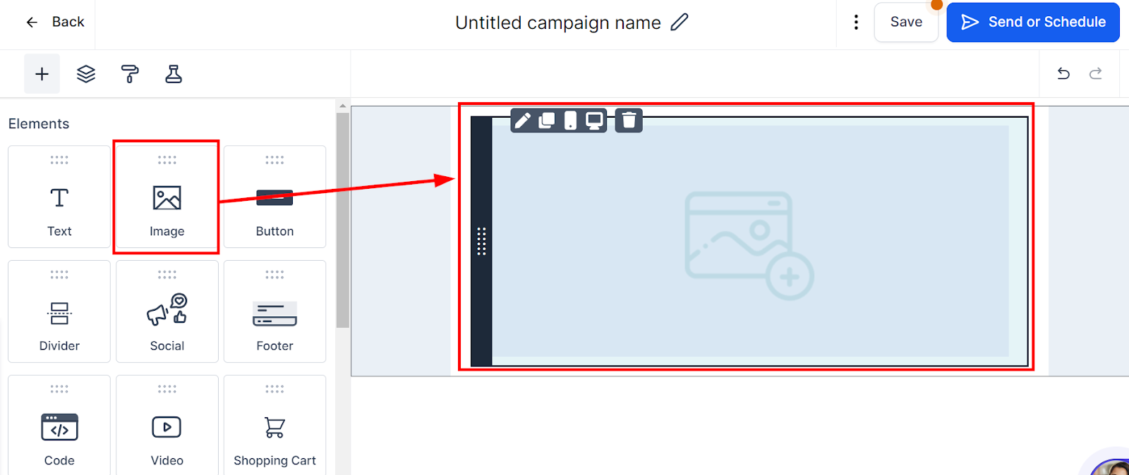 Drag and drop to add the divider element