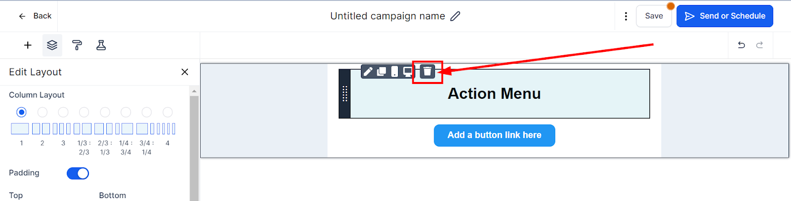 Click to delete block
