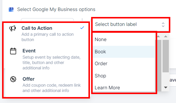 Select GMB options