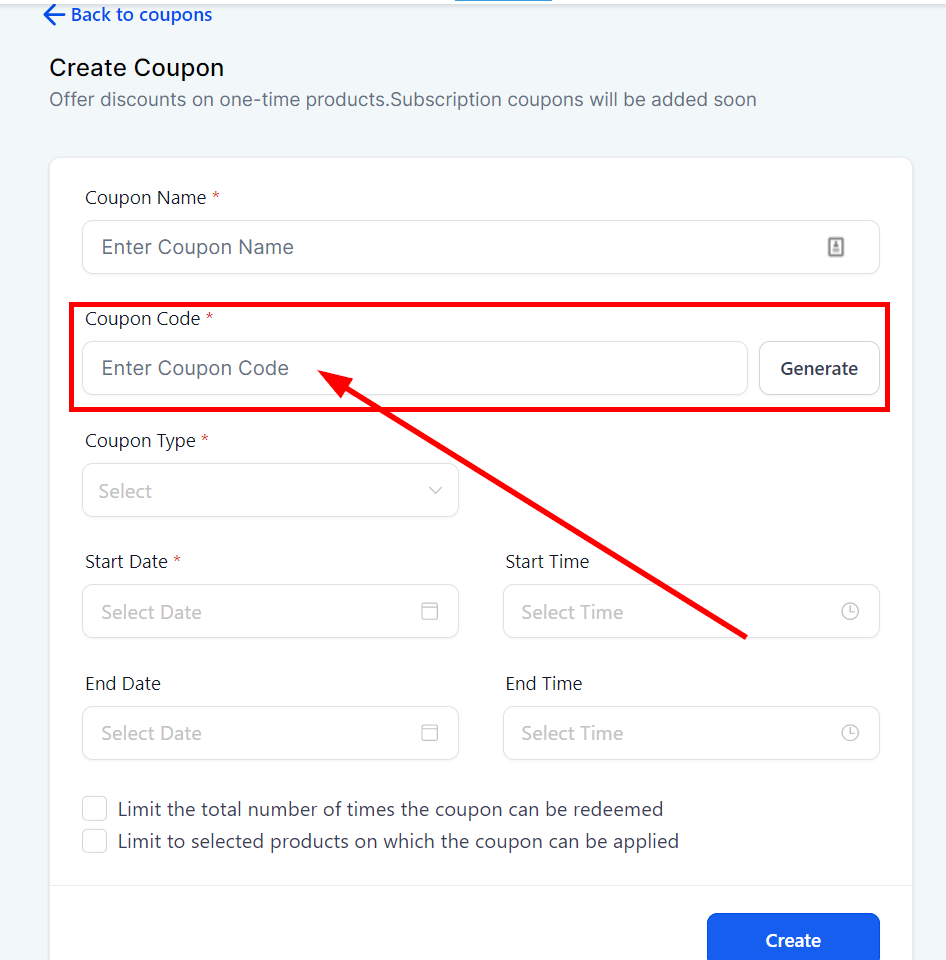 Enter coupon code
