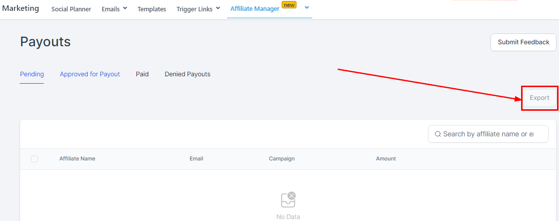 Click here to export payout list