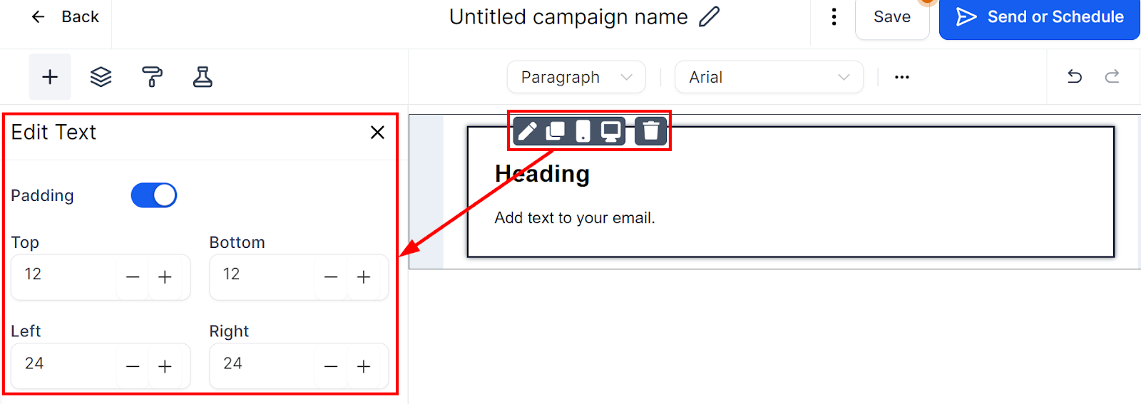 Edit text element