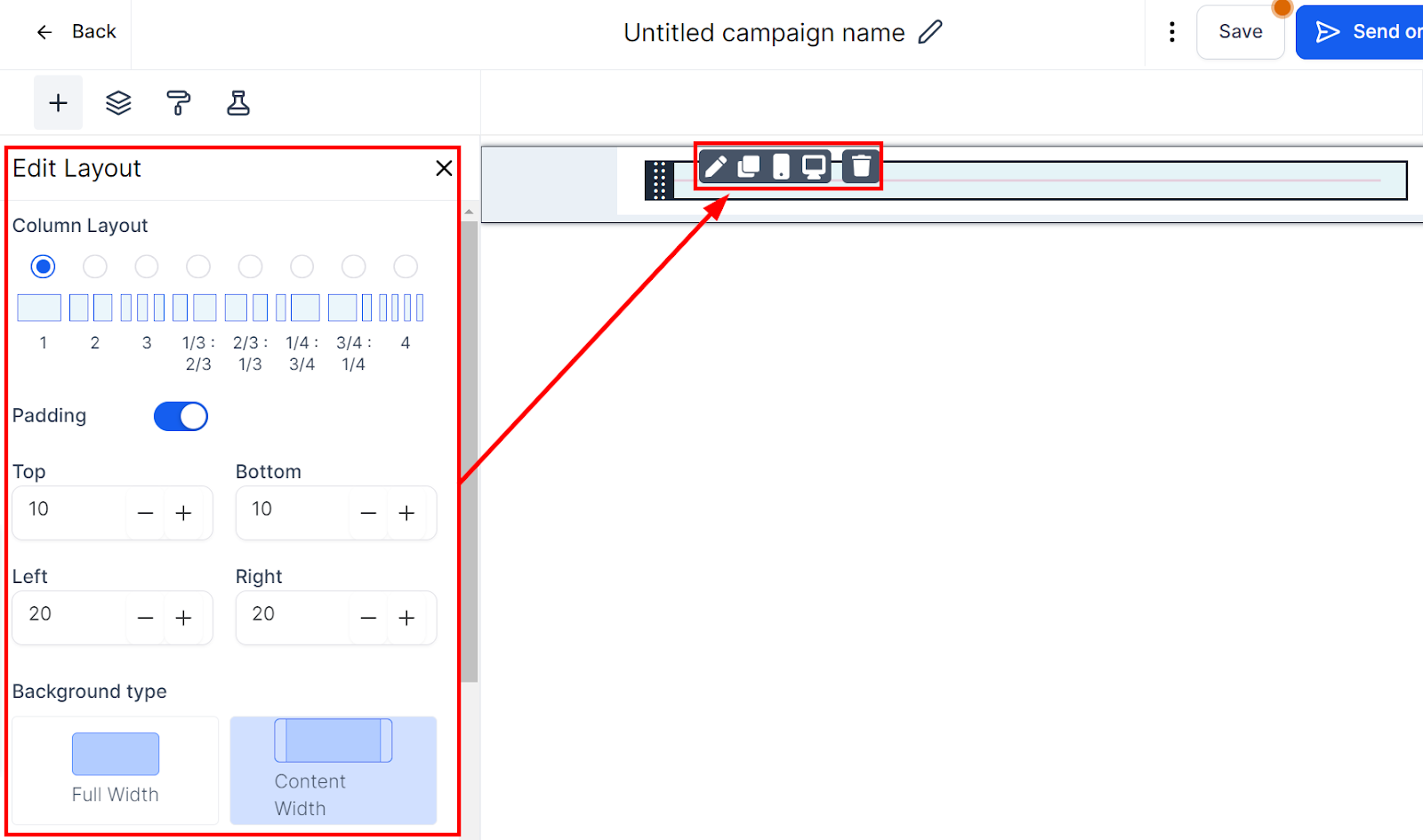 Edit the divider element