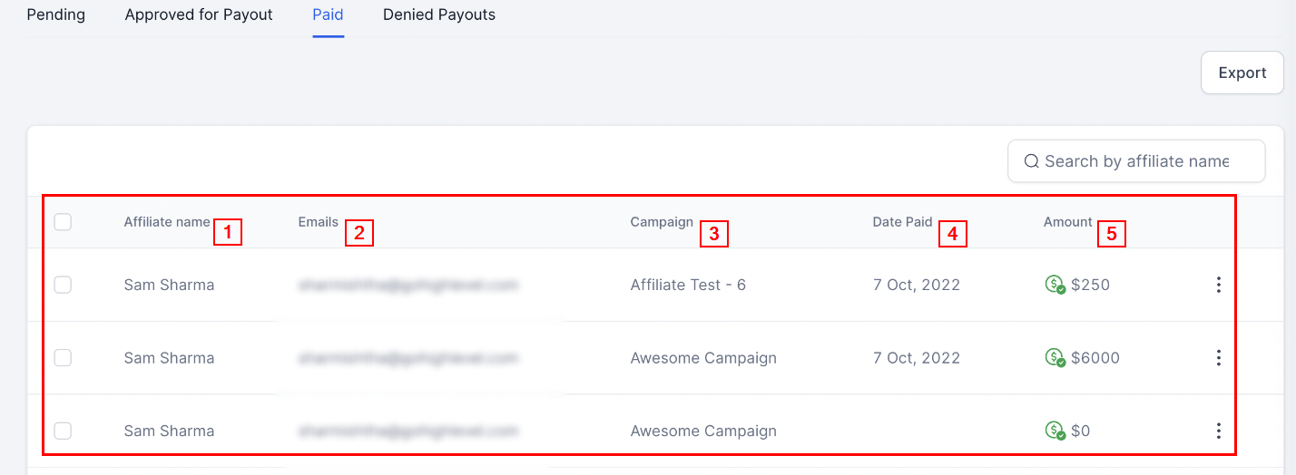 View paid payout list