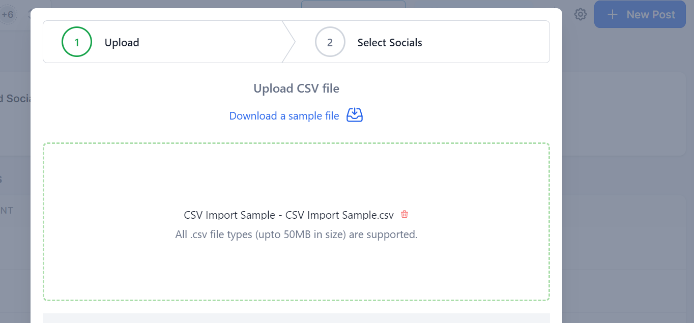 Upload CSV file