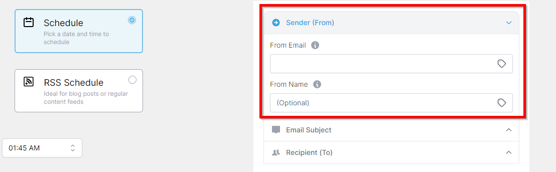 Fill the sender form