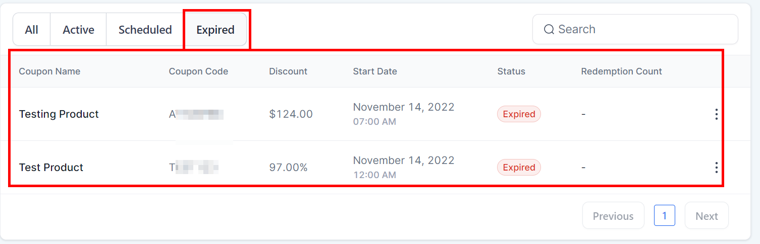 Filter expired coupons