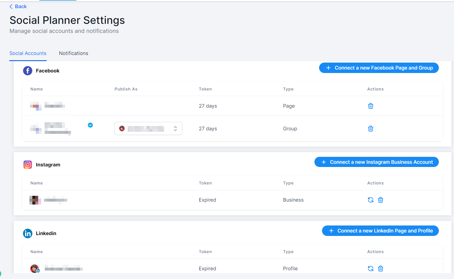 view all created accounts