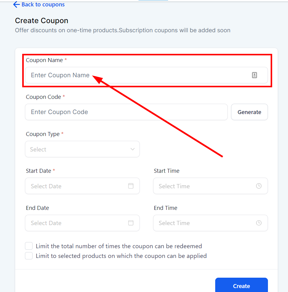 Enter coupon name
