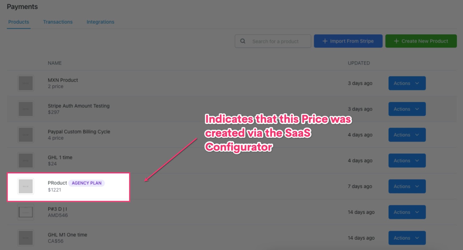 Price created via the SaaS configurator