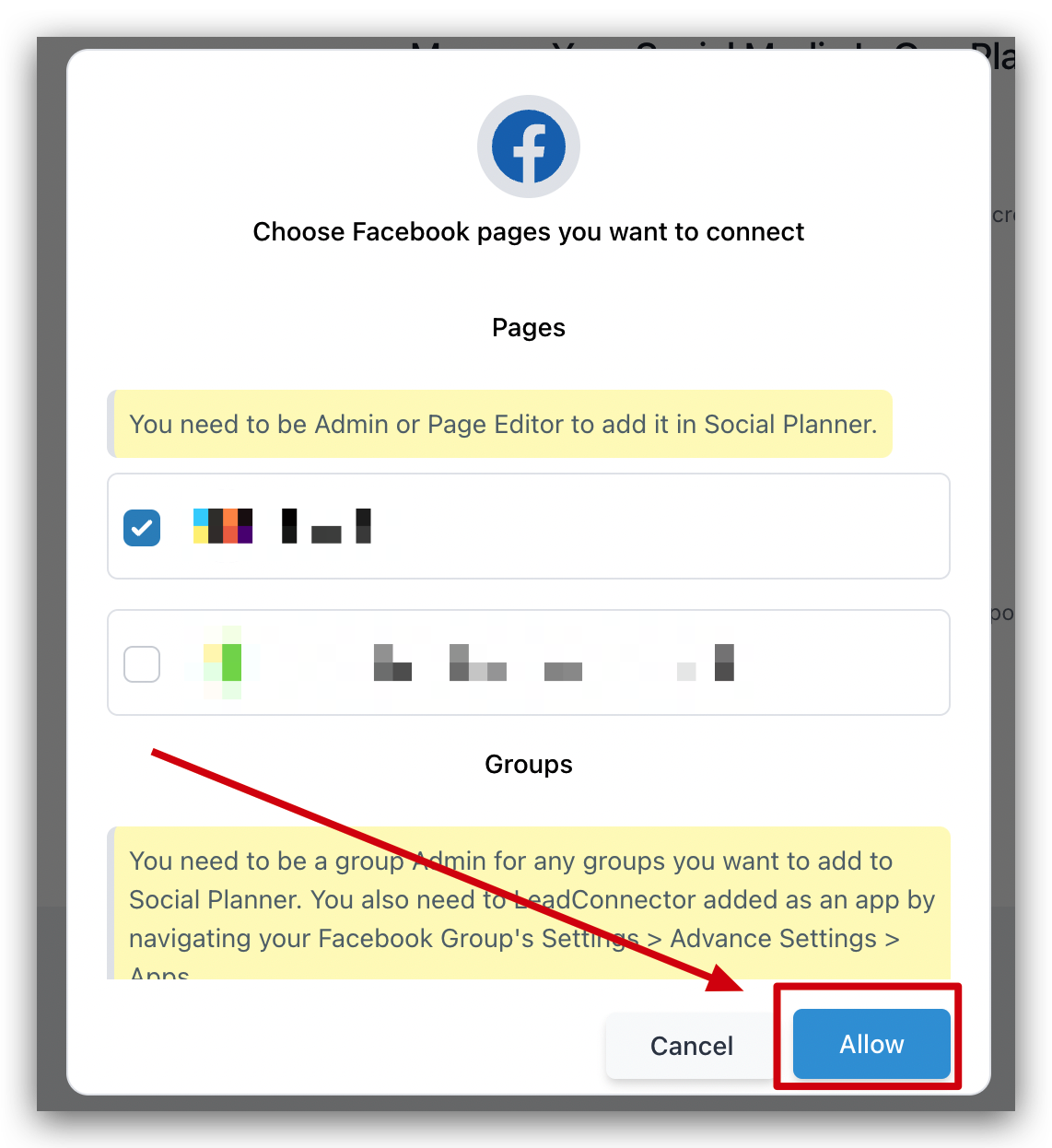 Allow account access
