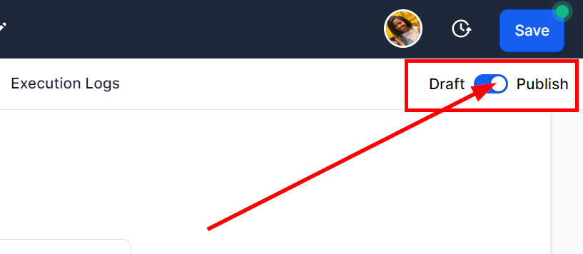 Toggle between Publish and draft mode