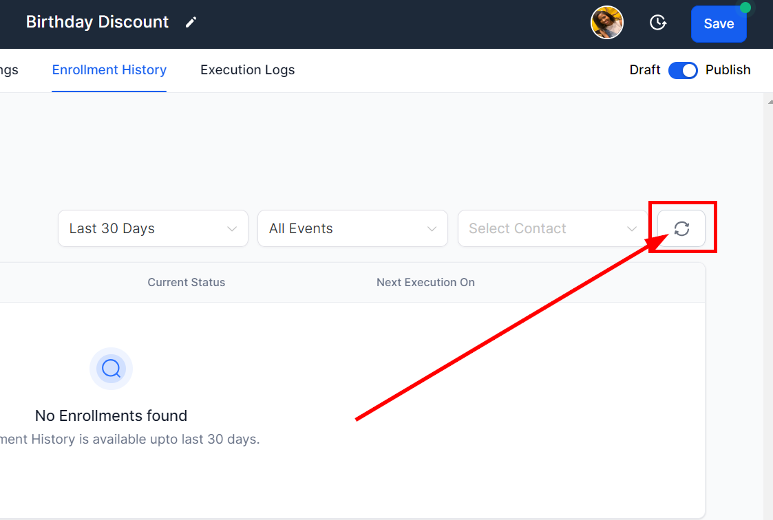 Refresh action log