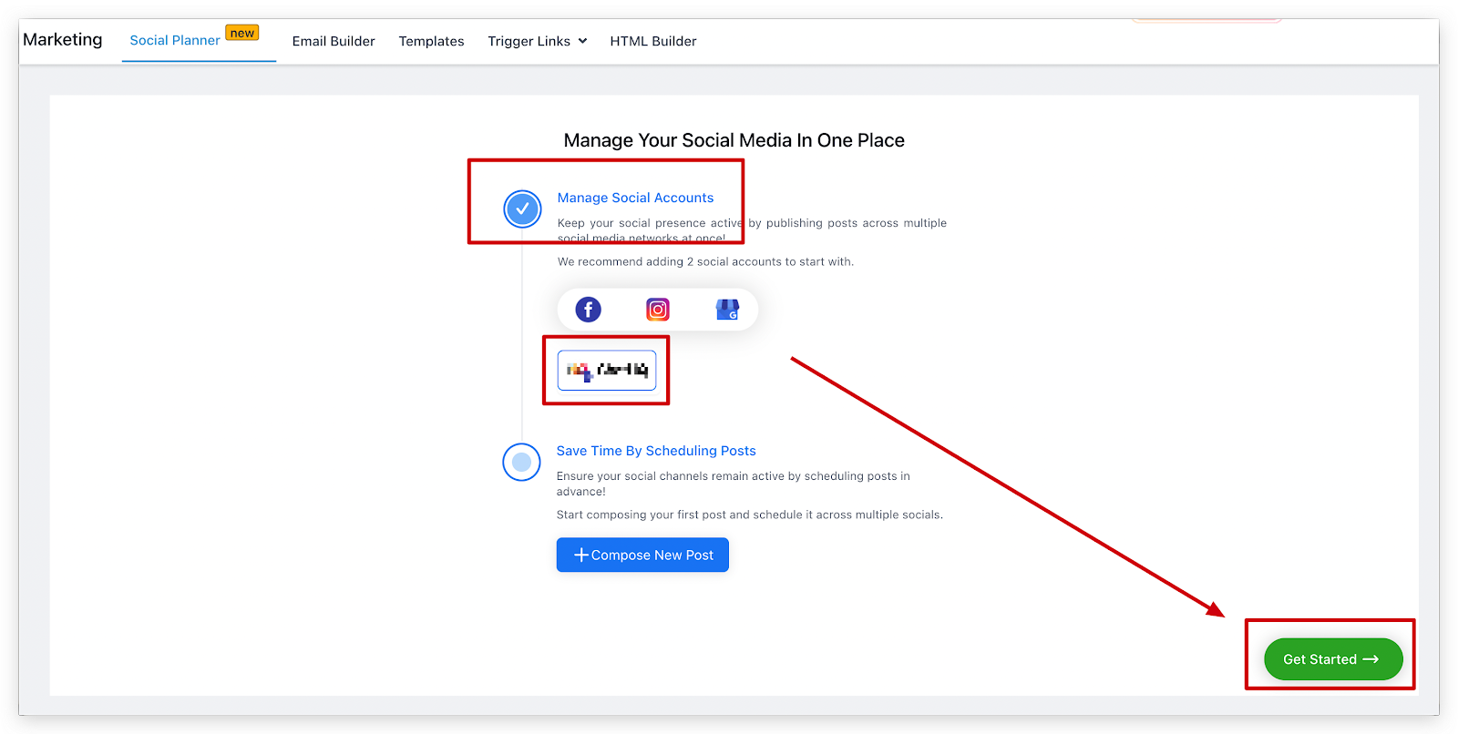 Click on the Get started button