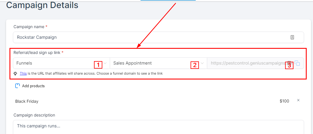 Set up the referral link