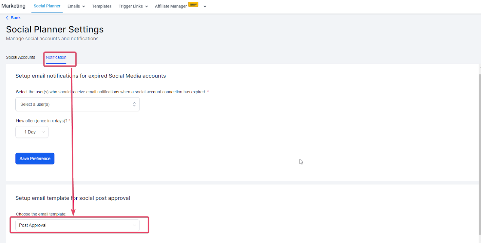 Choose email template