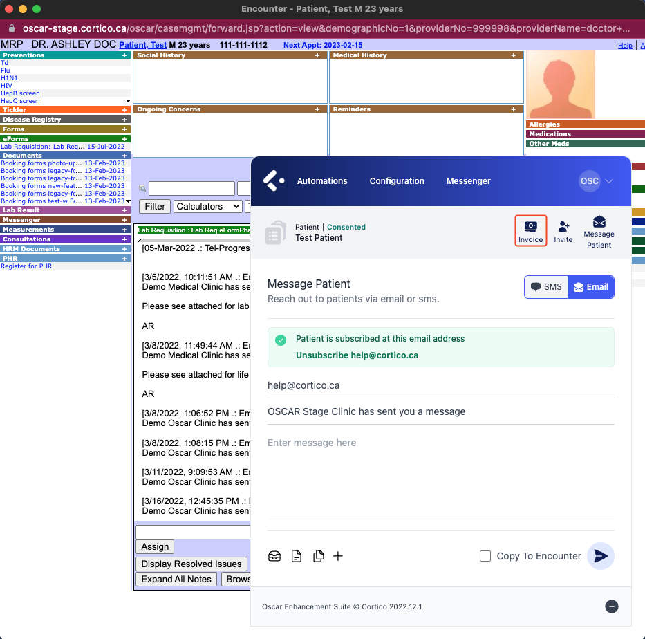 Email in Encounter EMR