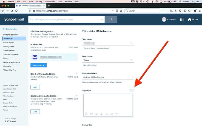 Add Yahoo Mail signature 5
