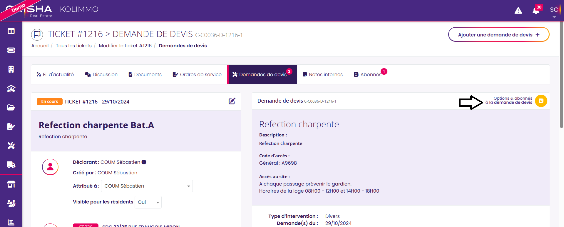 Options et abonnés