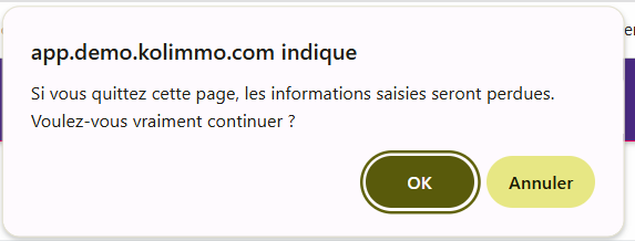 Alerte de sortie