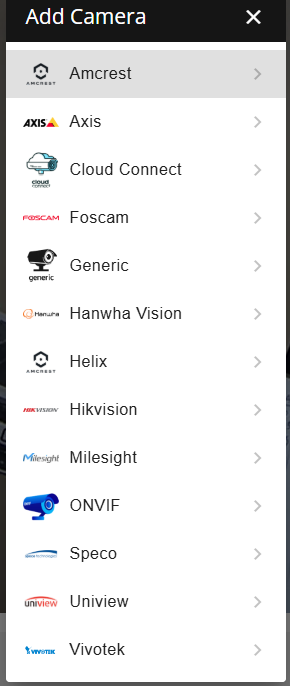 Camcloud add camera wizard