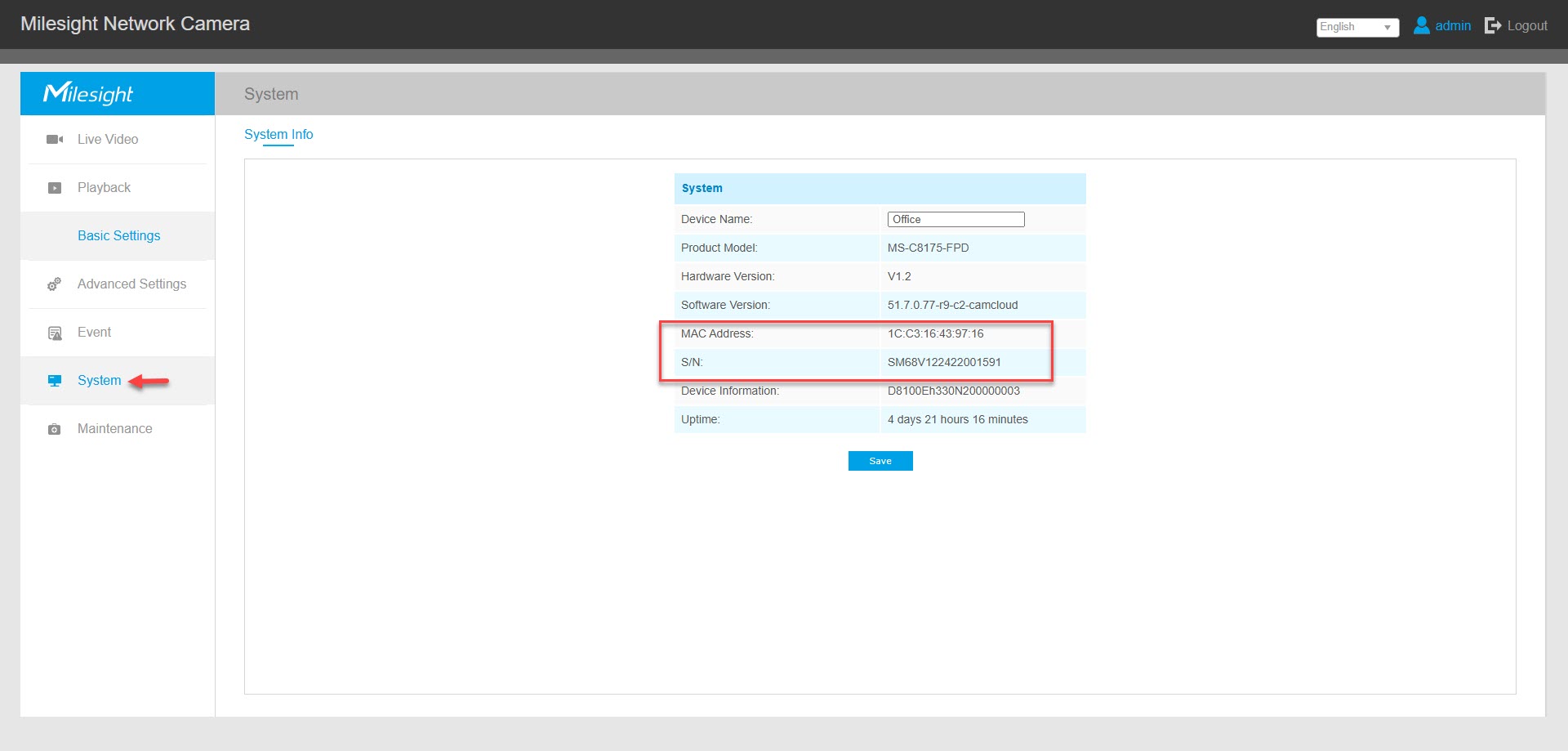 MAC Address Screenshot