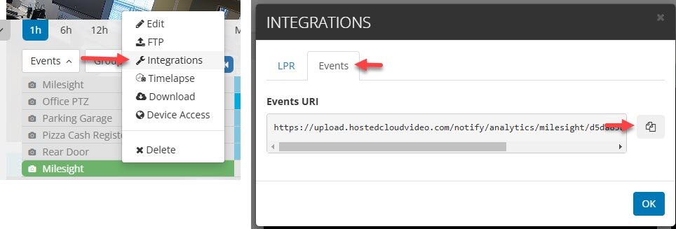 Camcloud Camera Settings Screenshot