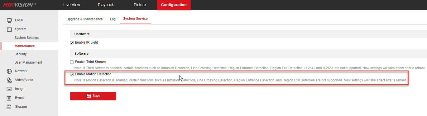 Motion Detection Option