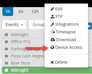 Device Access Menu Screenshot