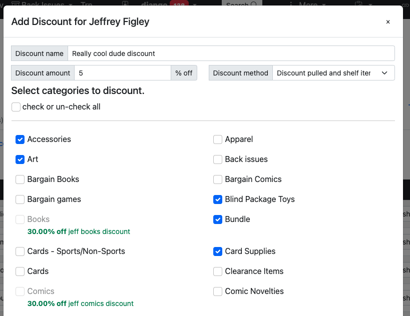 Contact discounts