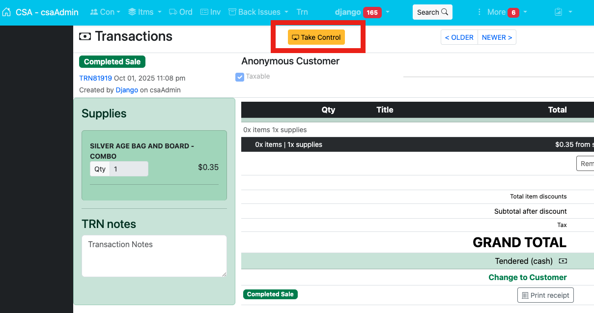 Front facing transaction screen
