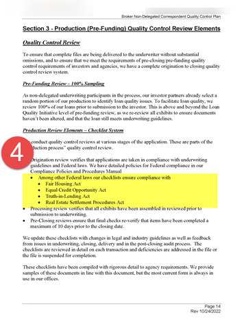 Quality Control Plan Showing regulatory compliance