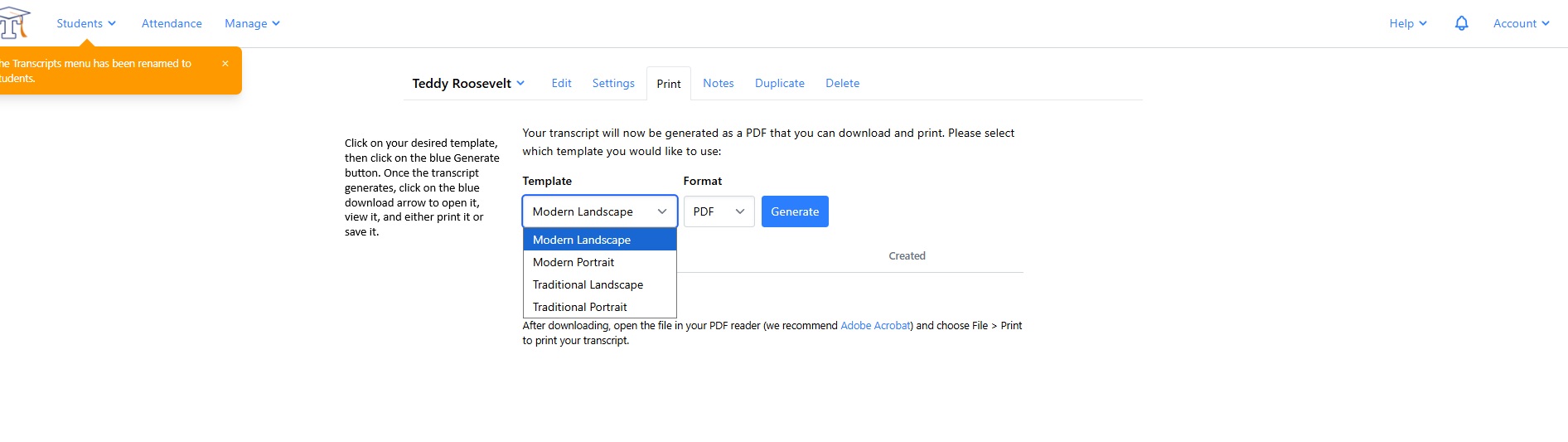 How to generate a transcript so you can print it 5_07_2026.jpg