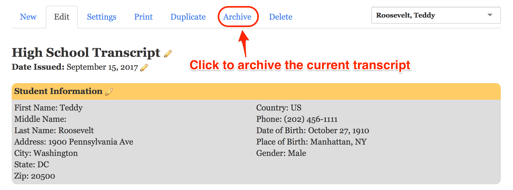 How to archive a transcript