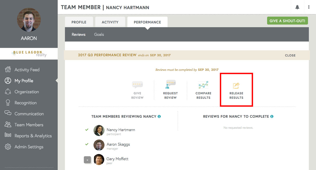 releasing results used for tracking employee performance