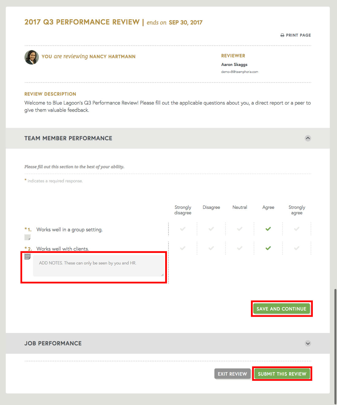 employee review template for managers to take
