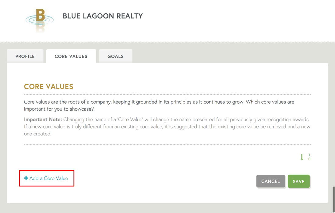 core values display company culture for all employees to see