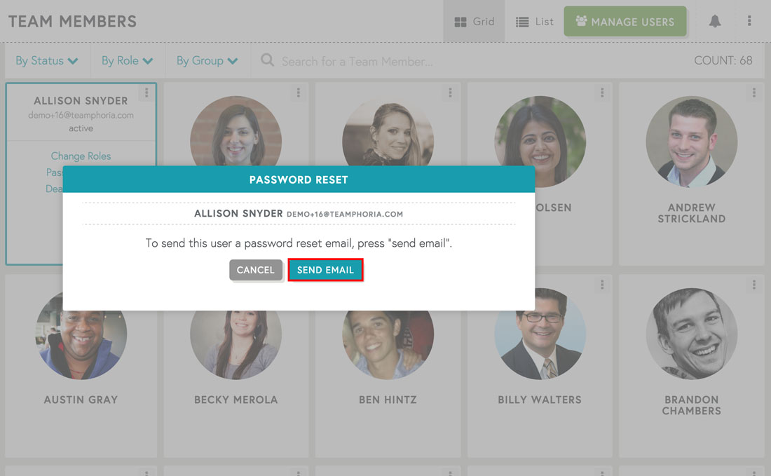 employee recognition software password reset page