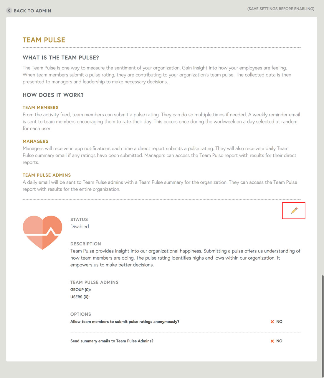 team pulse used to measure culture and employee engagement