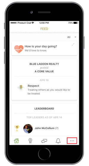 employee engagement mobile app activity feed
