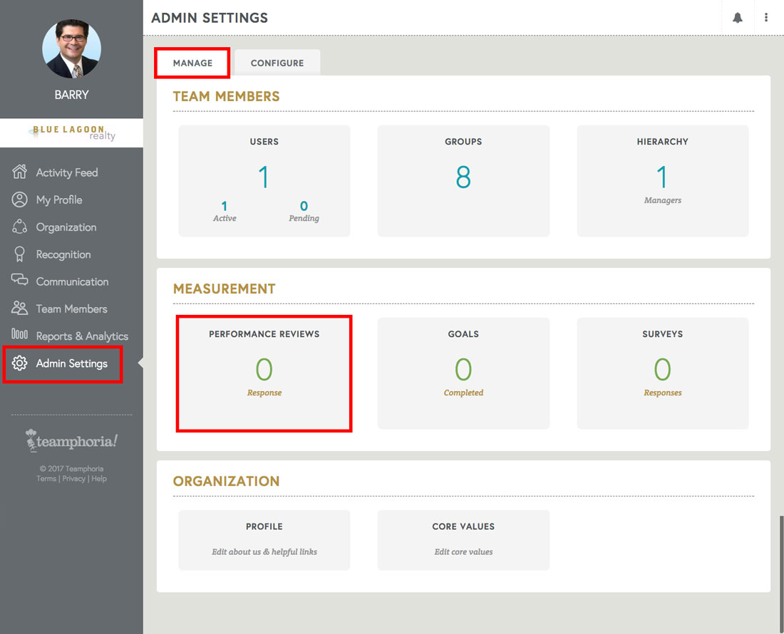 free employee review software admin view