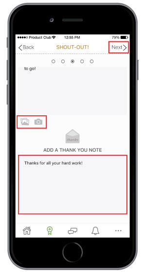 add additional employee communication in personalized note on employee recognition template
