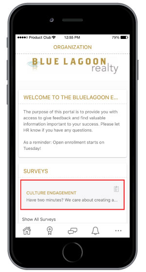 take free culture survey on employee recognition software mobile app