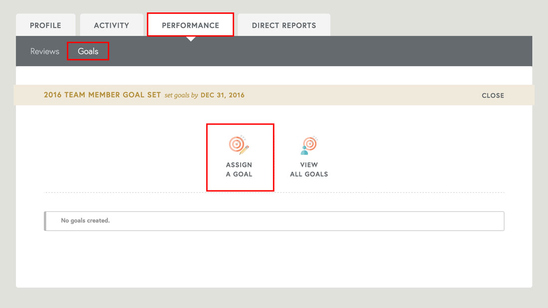 manager assigning a goal to direct report in free performance management software