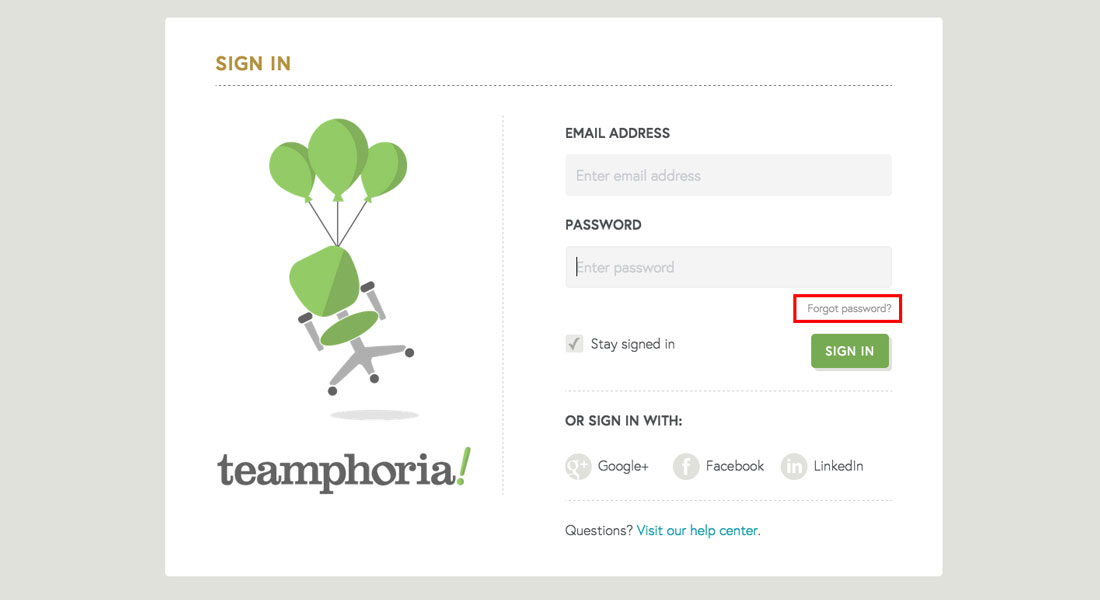 employee engagement platform forgot password page